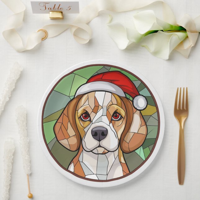 Charming Canine Cheer: Beagle themed Christmas Paper Plates (Wedding)