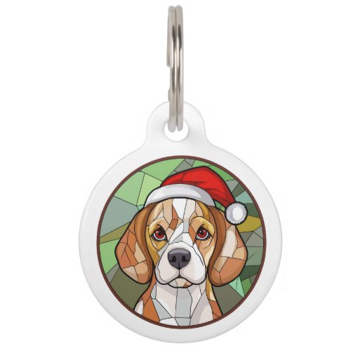 Charming Canine Cheer Beagle themed Christmas Pet ID Tag