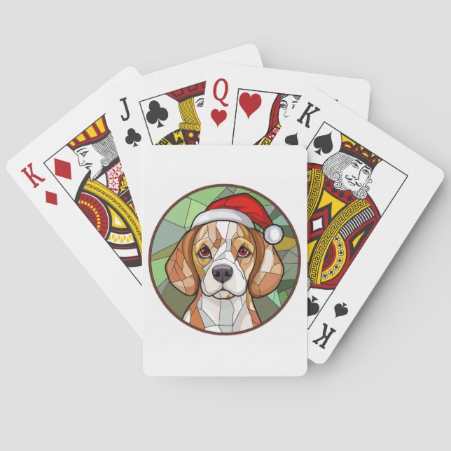Charming Canine Cheer: Beagle themed Christmas Poker Cards (Back)