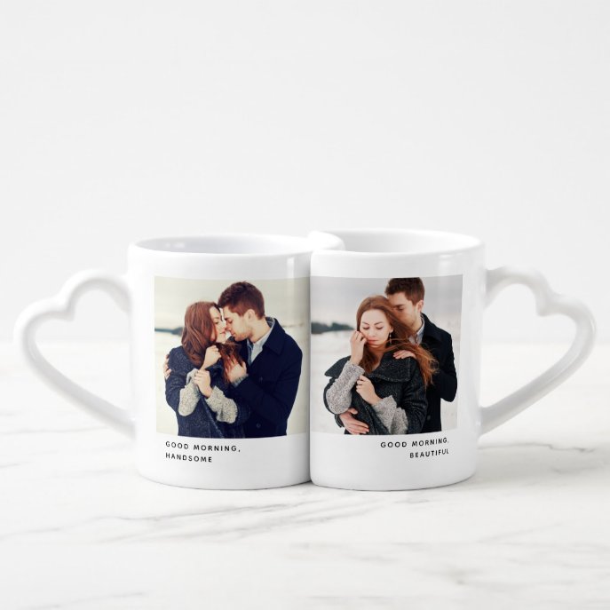 Charming Caption Photo Couple Mug Set
