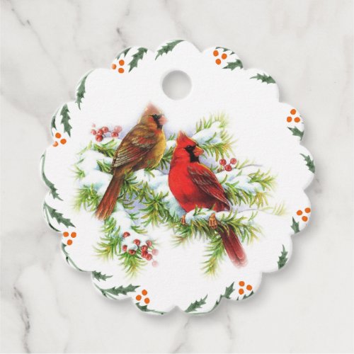 Charming Cardinal Birds Favor Tags