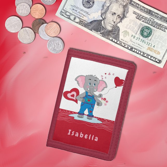 Charming Cartoon Elephant Kid Red Wallet (Creator Uploaded)