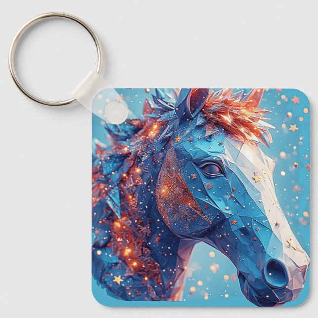 Charming Cartoon Horse Portrait Keychain (Front)