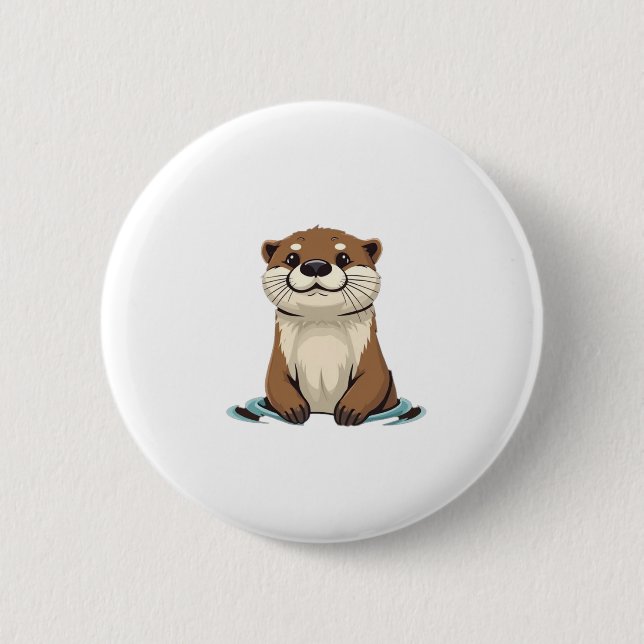 Charming Cartoon Otter Button (Front)
