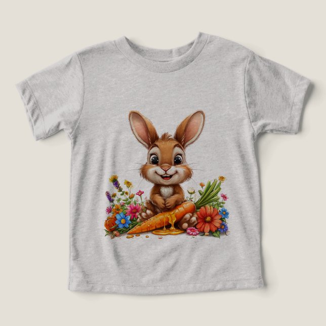 Charming, cartoon-style rabbit toddler t-shirt (Design Front)