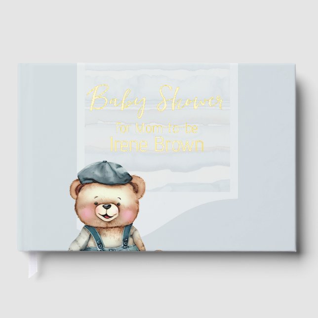 Charming Casual Baby Shower Foil Guest Book (Front)