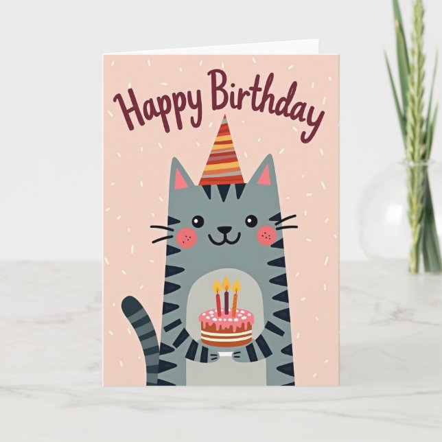 Charming Cat Birthday Card (Front)
