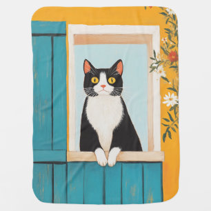 Charming Cat in Window Baby Blanket