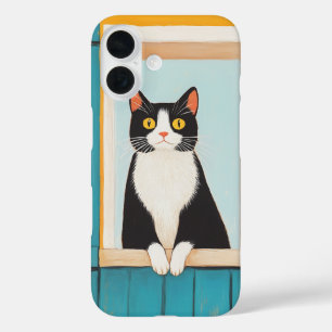 Charming Cat in Window iPhone 16 Case