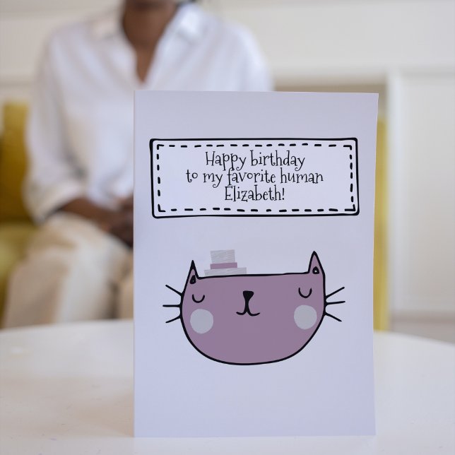 Charming Cat Lover's Birthday Card (Happy birthday to my favorite human from cat is a birthday card for all cat lovers.)