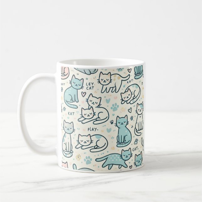 Charming Cat-Themed Mug (Left)