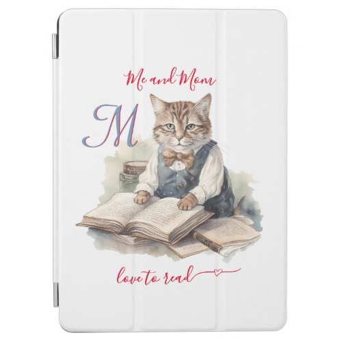Charming Cats Mom Monogram Love to Read  iPad Air Cover