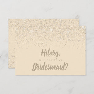 Charming Champagne Glitter Bridesmaid Card