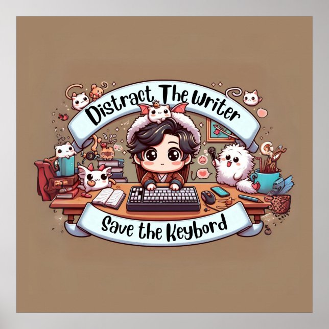 Charming Chaos: The Writer's Whimsical Woes Poster (Front)