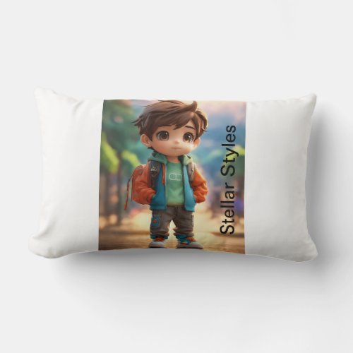 Charming Charm 4D Adorable Boy Photographic Print Lumbar Pillow