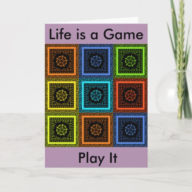 Charming Checkered Multicolored Pattern Art Design Card (Front)