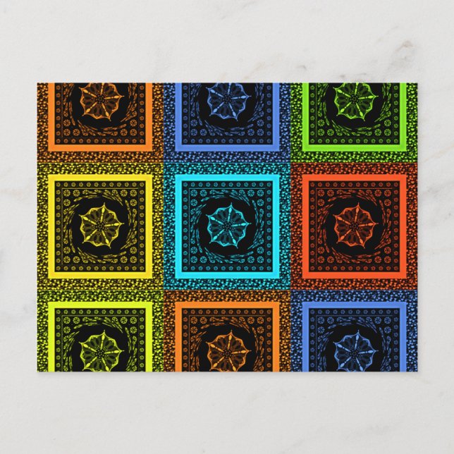 Charming Checkered Multicolored Pattern Art Design Postcard (Front)