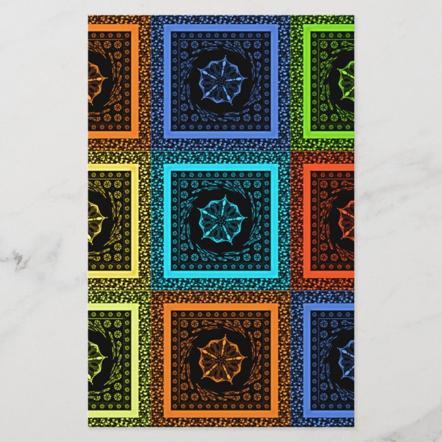Charming Checkered Multicolored Pattern Art Design Stationery (Front)