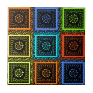 Charming Checkered Multicolored Pattern Art Design Tile