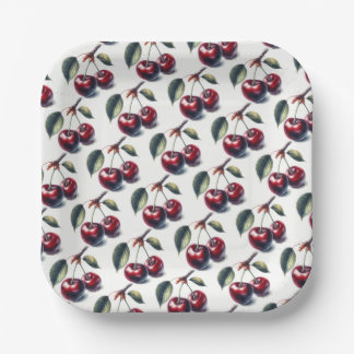 Charming Cherry Clusters Paper Plates