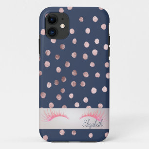 Charming Chic Blue,Confetti,Glitter Faux Lashes iPhone 11 Case
