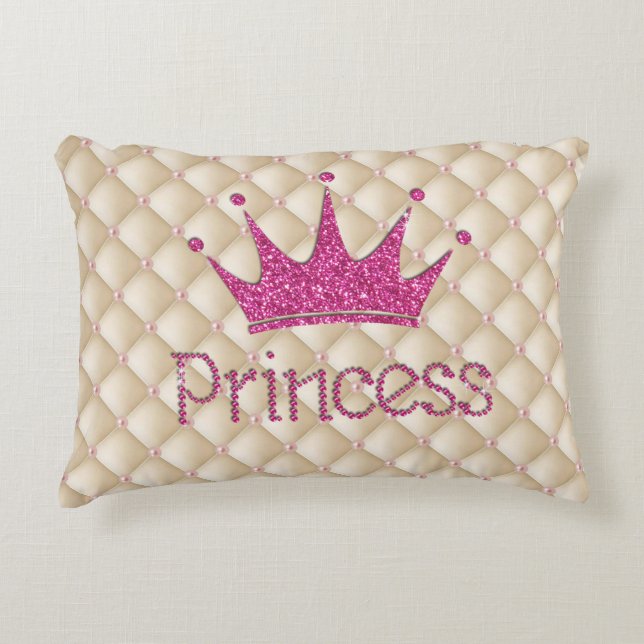 Charming Chic Pearls ,Tiara, Princess,Glittery Accent Pillow (Front)