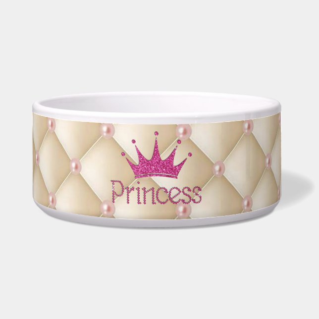 Charming Chic Pearls ,Tiara, Princess,Glittery Bowl (Front)
