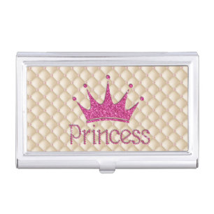 Charming Chic Pearls ,Tiara, Princess,Glittery Business Card Holder