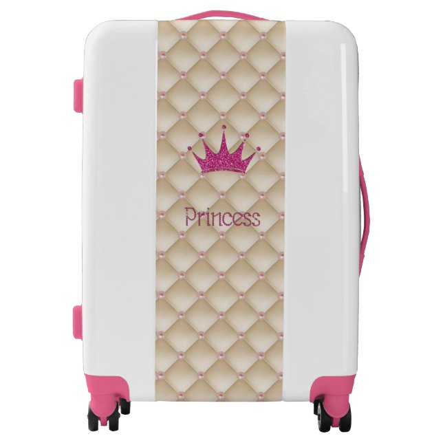 Charming Chic Pearls ,Tiara, Princess,Glittery Luggage (Front)