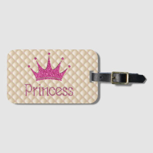 Charming Chic Pearls ,Tiara, Princess,Glittery Luggage Tag