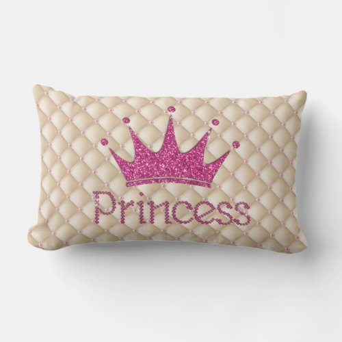 Charming Chic Pearls Tiara PrincessGlittery Lumbar Pillow