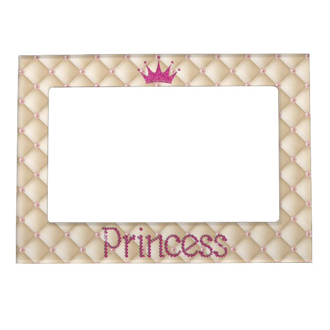 Charming Chic Pearls ,Tiara, Princess,Glittery Magnetic Photo Frame (Front)