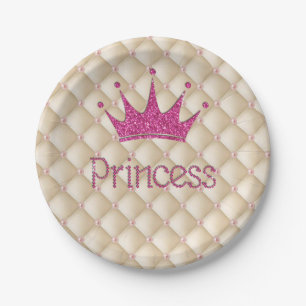 Charming Chic Pearls ,Tiara, Princess,Glittery Paper Plates