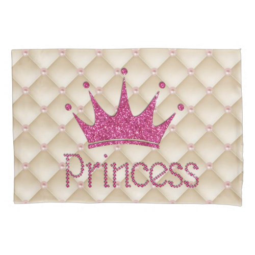 Charming Chic Pearls Tiara PrincessGlittery Pillow Case