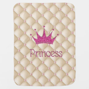 Charming Chic Pearls ,Tiara, Princess,Glittery Stroller Blanket