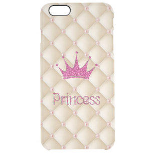 Charming Chic Pearls ,Tiara, Princess,Glittery Clear iPhone 6 Plus Case