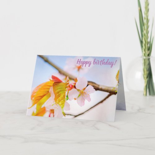 Charming Chic Sakura Flower And Leaves In Spring Card