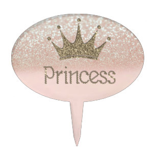 Charming Chic Tiara, Princess,Glitter Bokeh Cake Topper