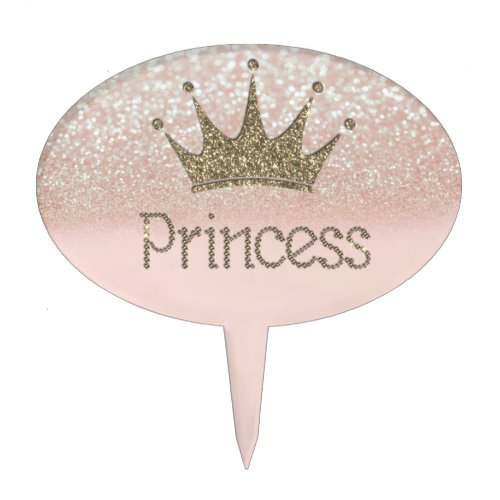 Charming Chic Tiara PrincessGlitter Bokeh Cake Topper