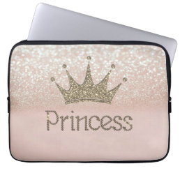 Charming Chic Tiara Princess,Glitter Bokeh Laptop Sleeve