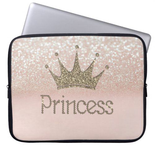 Charming Chic Tiara PrincessGlitter Bokeh Laptop Sleeve