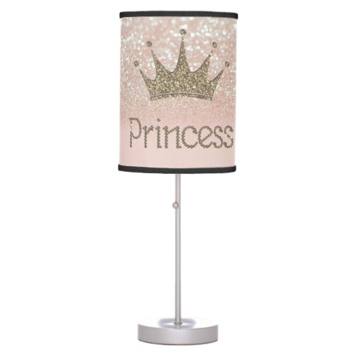 Charming Chic Tiara PrincessGlitter Bokeh Table Lamp