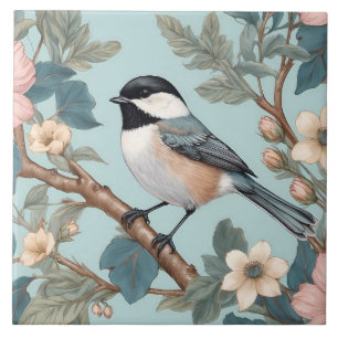 Charming Chickadee Bird Ceramic Tile