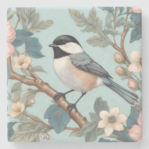 Charming Chickadee Bird Stone Coaster