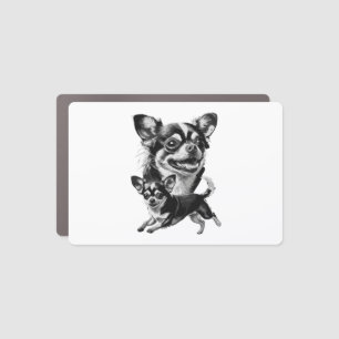 Charming Chihuahua Duo Black and White Pet Car Magnet