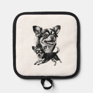 Charming Chihuahua Duo Black and White Pet Pot Holder