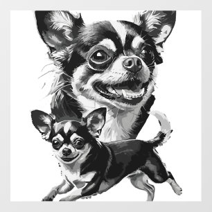 Charming Chihuahua Duo Black and White Pet Wall Decal