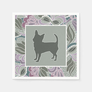 Charming Chihuahua in Sage Blush Garden Pattern, Paper Napkins