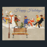 Charming Children Play in Snow Vintage  Faux Canvas Print<br><div class="desc">May I suggest an idea that I use at holiday time -- I have several of these faux canvases that I temporarily substitute for other artwork on my walls -- and they really add to the holiday spirit in a whole different way. Relatively inexpensive in terms of decoration and then...</div>