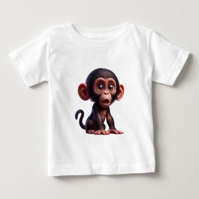 Charming Chimp Whimsy - Adorable Cartoon Primate Baby T-Shirt (Front)